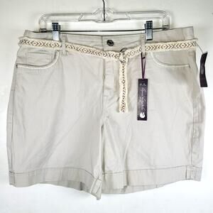 Gloria Vanderbilt Tan Cotton Mom Summer Shorts Beach Cruise Resort Wear Size 14